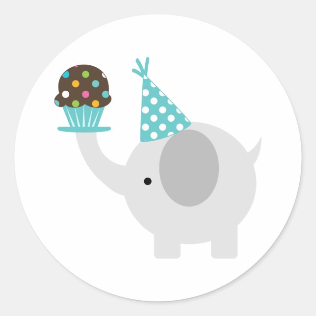 Pegatinas de elefantes y pasteles (Anverso)