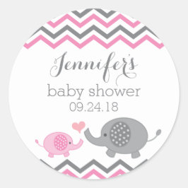 Pegatinas de Elephant Baby Shower | Chevron gris r