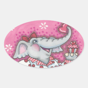 Pegatinas de Elephant Slove VALENTINE Oval