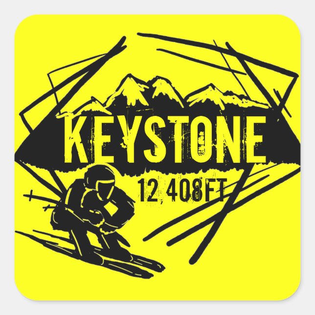 Pegatinas de elevación de esquí amarillo Keystone  (Anverso)