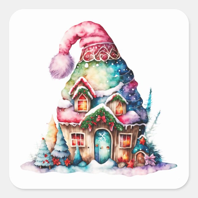 Pegatinas de Elf House navidades (Anverso)