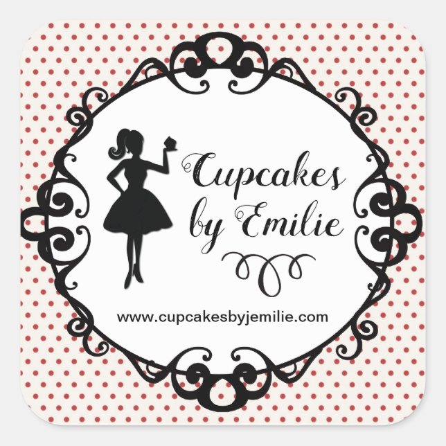 Pegatinas de empaquetado de Chica de pasteles Silh (Anverso)