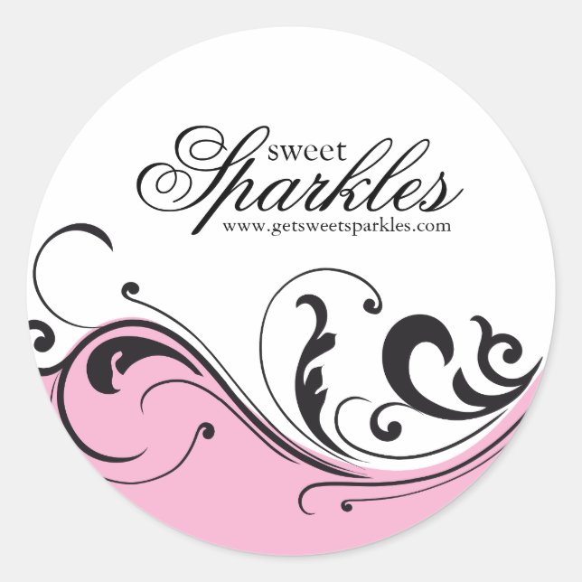 Pegatinas de empaquetado elegantes en rosa y negro (Anverso)