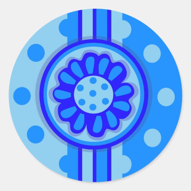 Pegatinas de energía de las flores azules (redondo (Anverso)