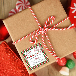 Pegatinas de entrega de Santa de Navidad del Polo