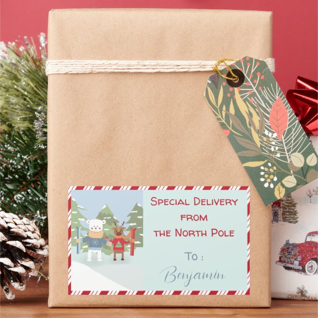 Pegatinas de entrega especiales de renos de oso po (Vacaciones)