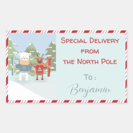 Pegatinas de entrega especiales de renos de oso po