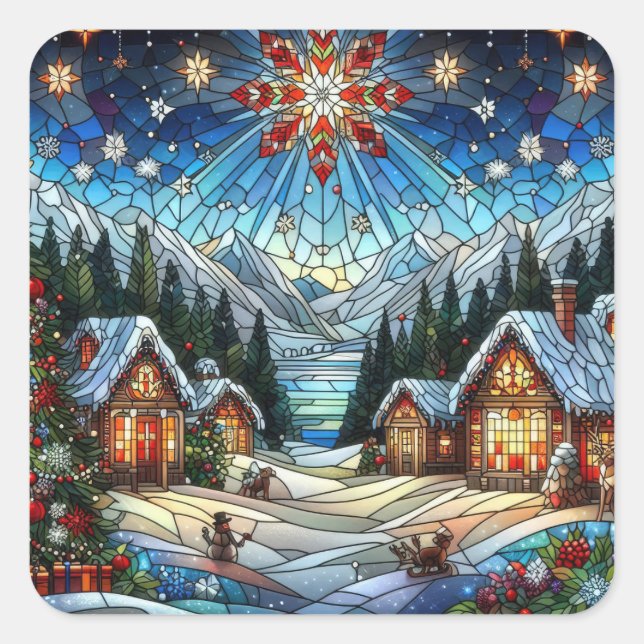 Pegatinas de escena de Navidades de vidrio templad (Anverso)