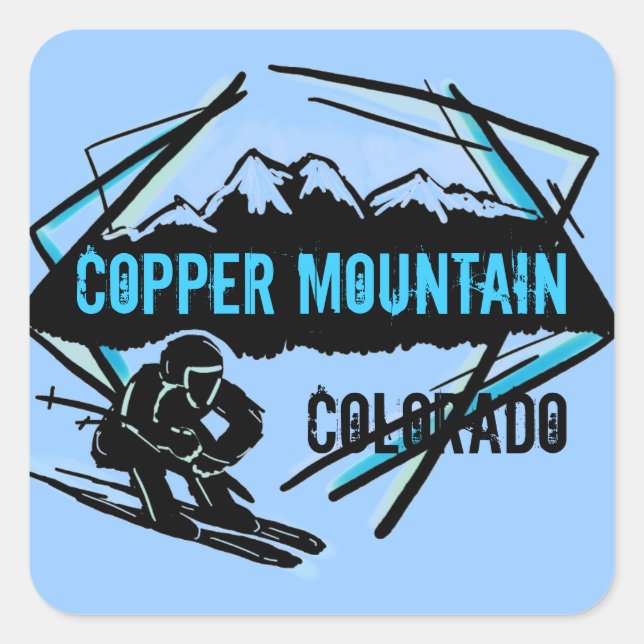 Pegatinas de esquí azul de Copper Mountain Colorad (Anverso)