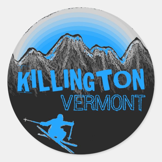 Pegatinas de esquí azul de Killington Vermont (Anverso)