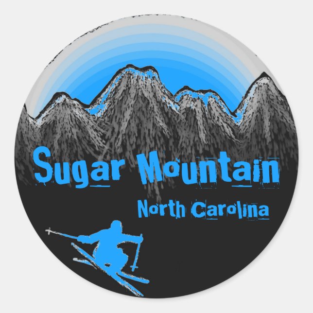 Pegatinas de esquí azules de Sugar Mountain North  (Anverso)