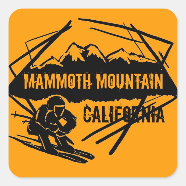 Pegatinas de esquí de Mammoth Mountain naranja Cal (Anverso)