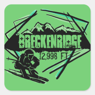 Pegatinas de esquí en elevación verde de Breckenri