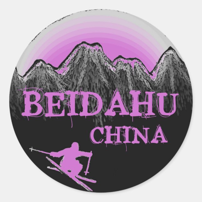 Pegatinas de esquí morado de Beidahu China (Anverso)