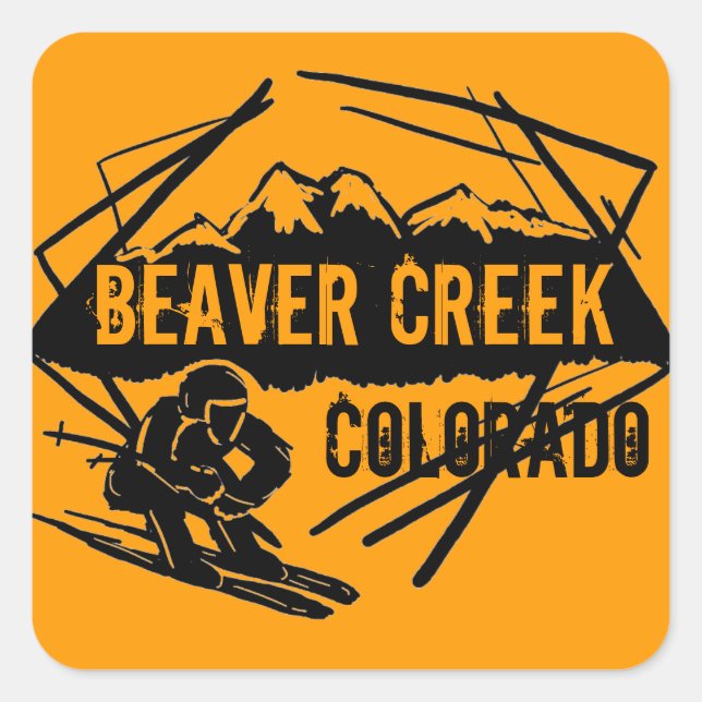 Pegatinas de esquí naranja de Beaver Creek Colorad (Anverso)