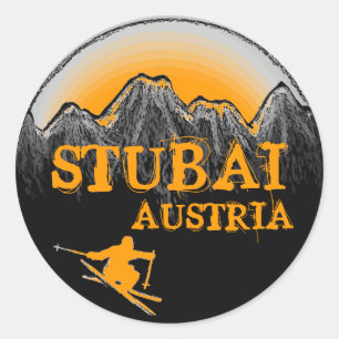 Pegatinas de esquí naranja de Stubai Austria