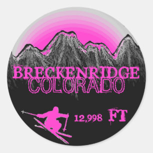 Pegatinas de esquí rosa de Breckenridge Colorado