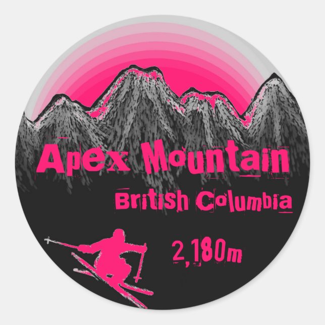 Pegatinas de esquí rosa de la montaña Apex de Colu (Anverso)