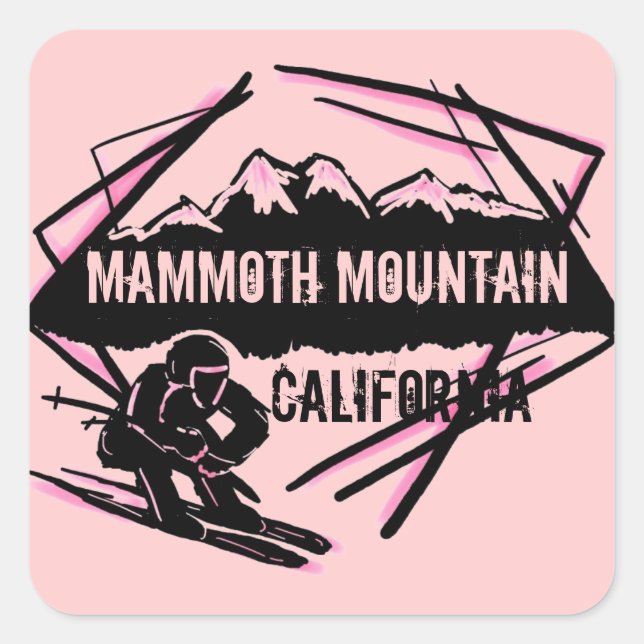 Pegatinas de esquí rosa de Mammoth Mountain Califo (Anverso)