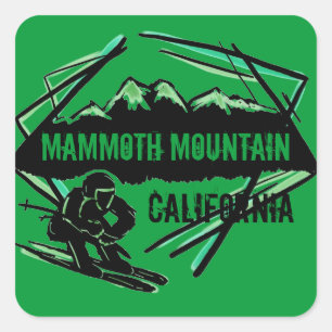 Pegatinas de esquí verde de Mammoth Mountain Calif