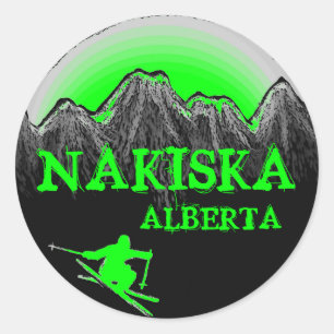 Pegatinas de esquí verde de Nakiska Alberta Canada