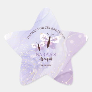 Pegatinas de estrella Aqeeqah Mariposa Morada Favo