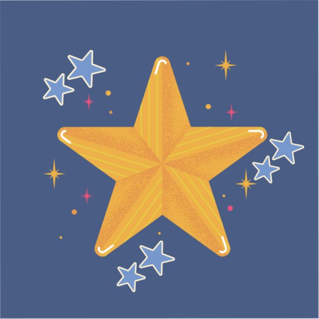 Pegatinas de estrellas amarillas y azules (Anverso)