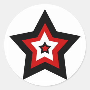 Pegatinas de estrellas rojas negras y blancas