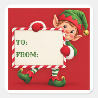 Pegatinas de etiqueta de regalo de duende de Navid