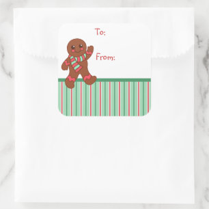 Pegatinas de etiqueta de regalo de pan de jengibre