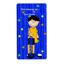 Pegatinas de etiquetas Bookplate Boy Skateboard