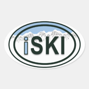 Pegatinas de etiquetas de montaña de iSKI Oval