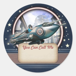 Pegatinas de etiquetas de nombres de cohetes retro