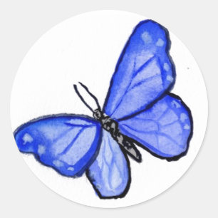 Pegatinas de etiquetas de pintura de mariposa azul