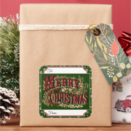 Pegatinas de etiquetas de regalo de Navidad Green 