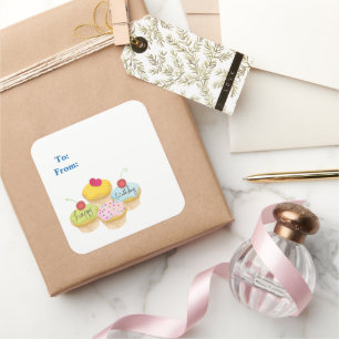 Pegatinas de etiquetas de regalo de pasteles de cu
