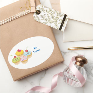 Pegatinas de etiquetas de regalo de pasteles de cu