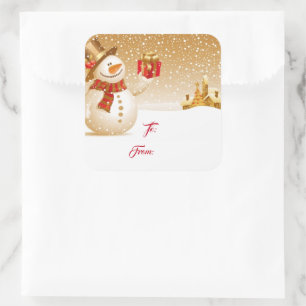 Pegatinas de etiquetas de regalo de Snowman