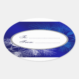 Pegatinas de etiquetas Oval Blue White Holiday Per