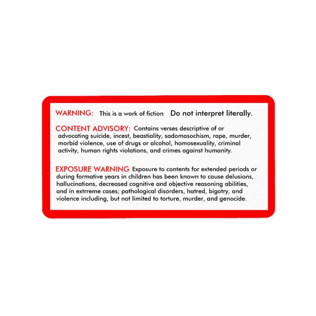 Pegatinas de exención de responsabilidad de la bib (Frente)