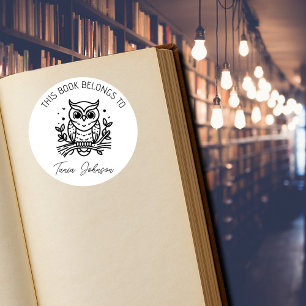 Pegatinas de exlibris de búho – “Este libro perten