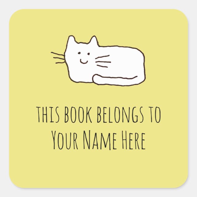 Pegatinas de Exlibris de Gato de Dibujos Animados  (Anverso)
