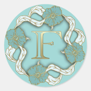 pegatinas de F iniciales en monograma