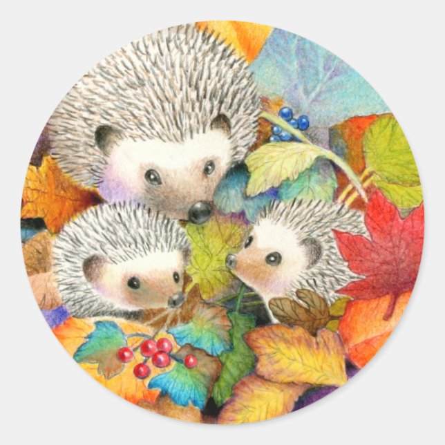 Pegatinas de Fall Hedgehogs (Anverso)