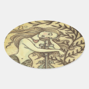PEGATINAS DE FANTASÍA MELANCHOLY MERMAID Oval SHEE