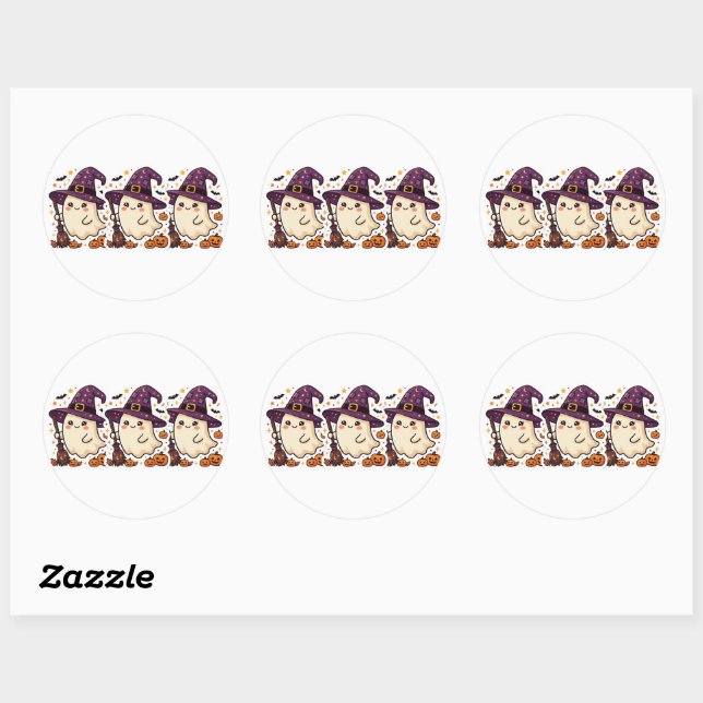 Pegatinas de Fantasmas de Halloween Adorables (Hoja)