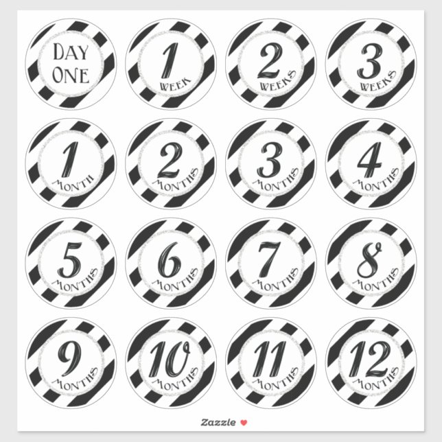 Pegatinas de Faux Purpurina Baby Milestone (Hoja)