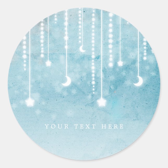Pegatinas de Favor de Baby Shower Celestial Luna y (Anverso)