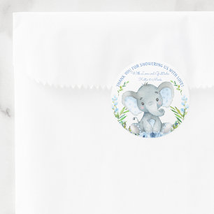 Pegatinas de favor de baby shower de elefante niño