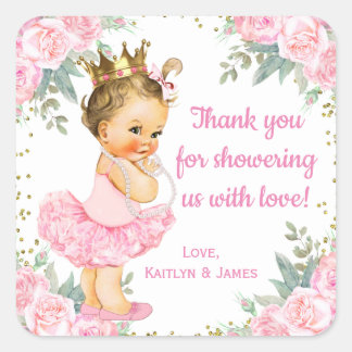 Pegatinas de Favor de Baby Shower de Princesa